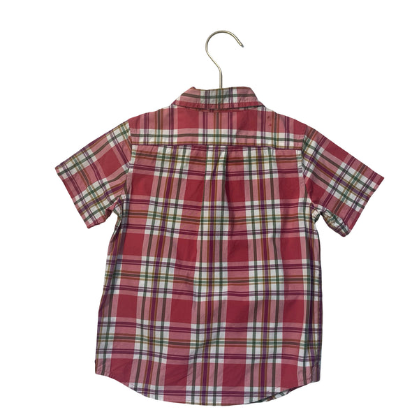 Janie and Jack Pink, Ivory, Green, Purple Plaid Button Down Shirt - Size 3