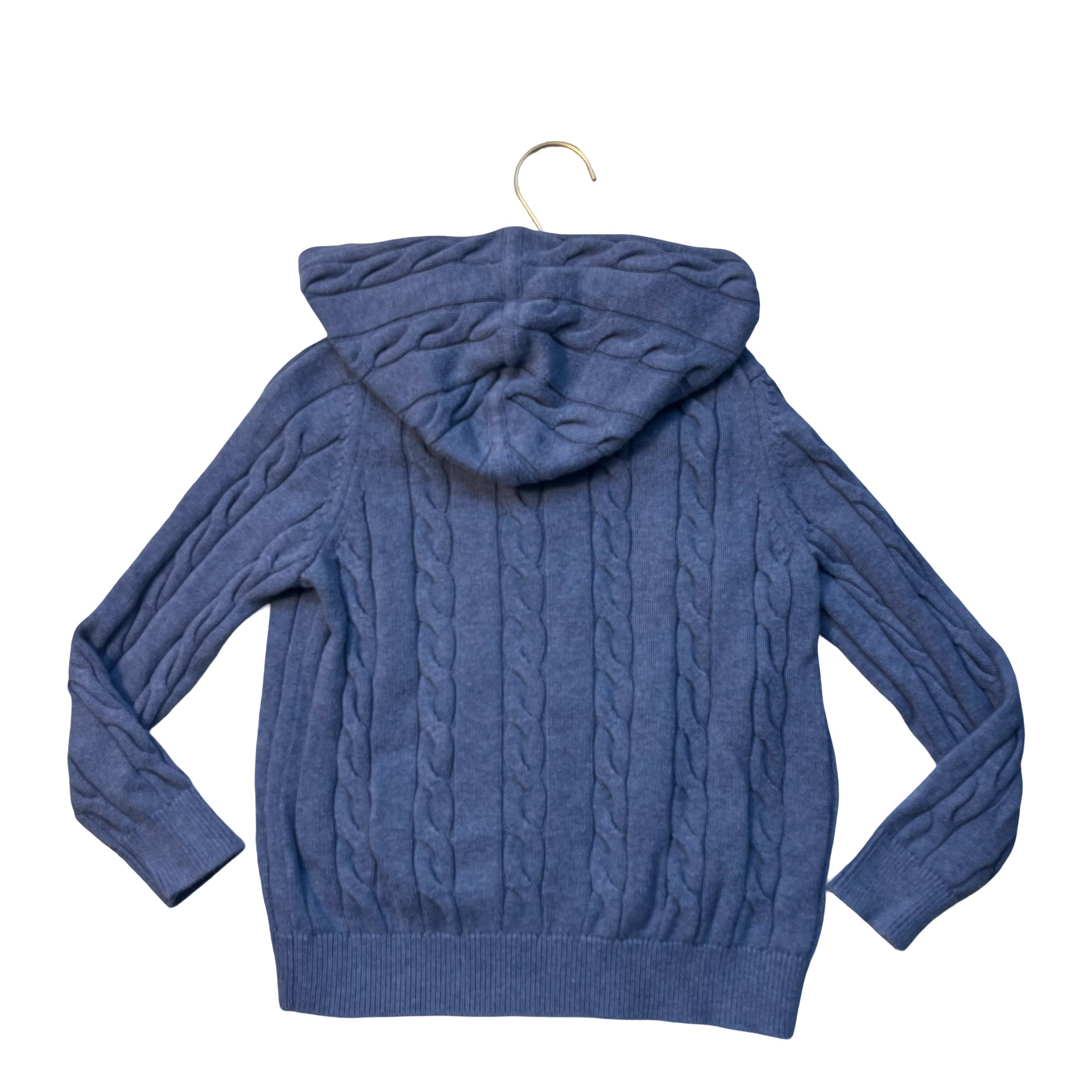 Brooks Brothers Blue Cotton Cable-Knit Hooded Zip-Up Cardigan Sweater - Size S 8