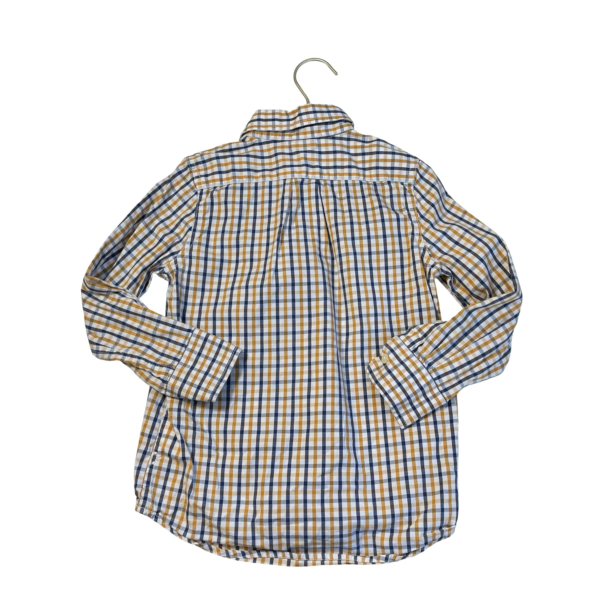 Gap Kids Yellow, White, Navy Check Button Down Shirt - Size S 6-7