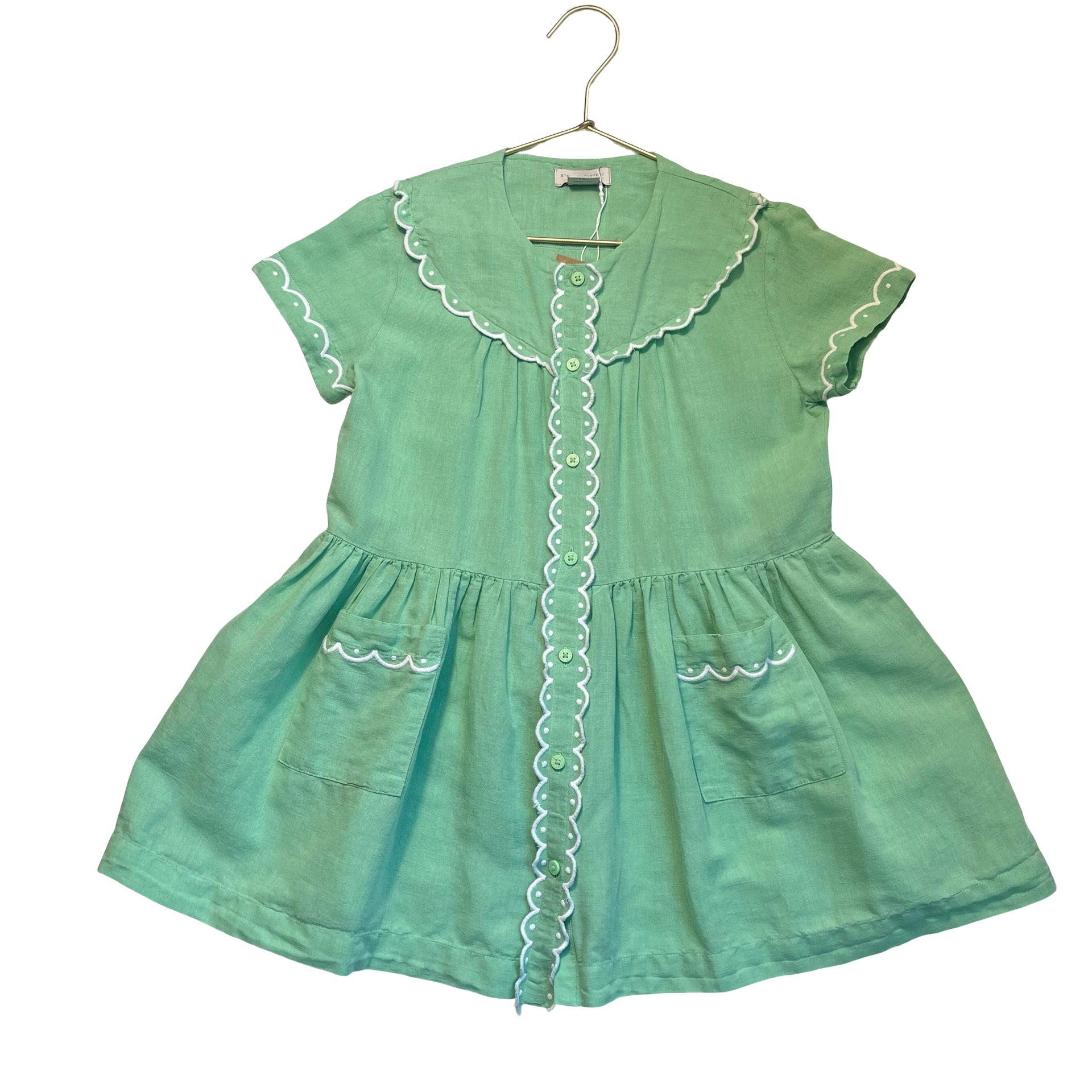 Stella McCartney Kids Mint Green Linen-Cotton Dress - Size 6