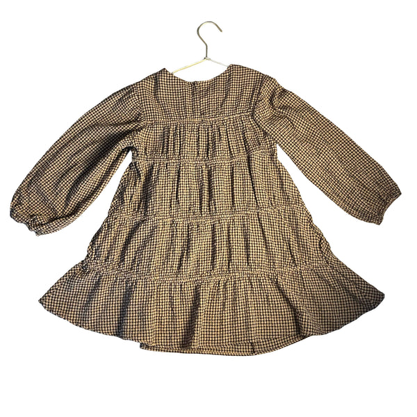 Zara Brown & Black Check Dress - Size 8-9