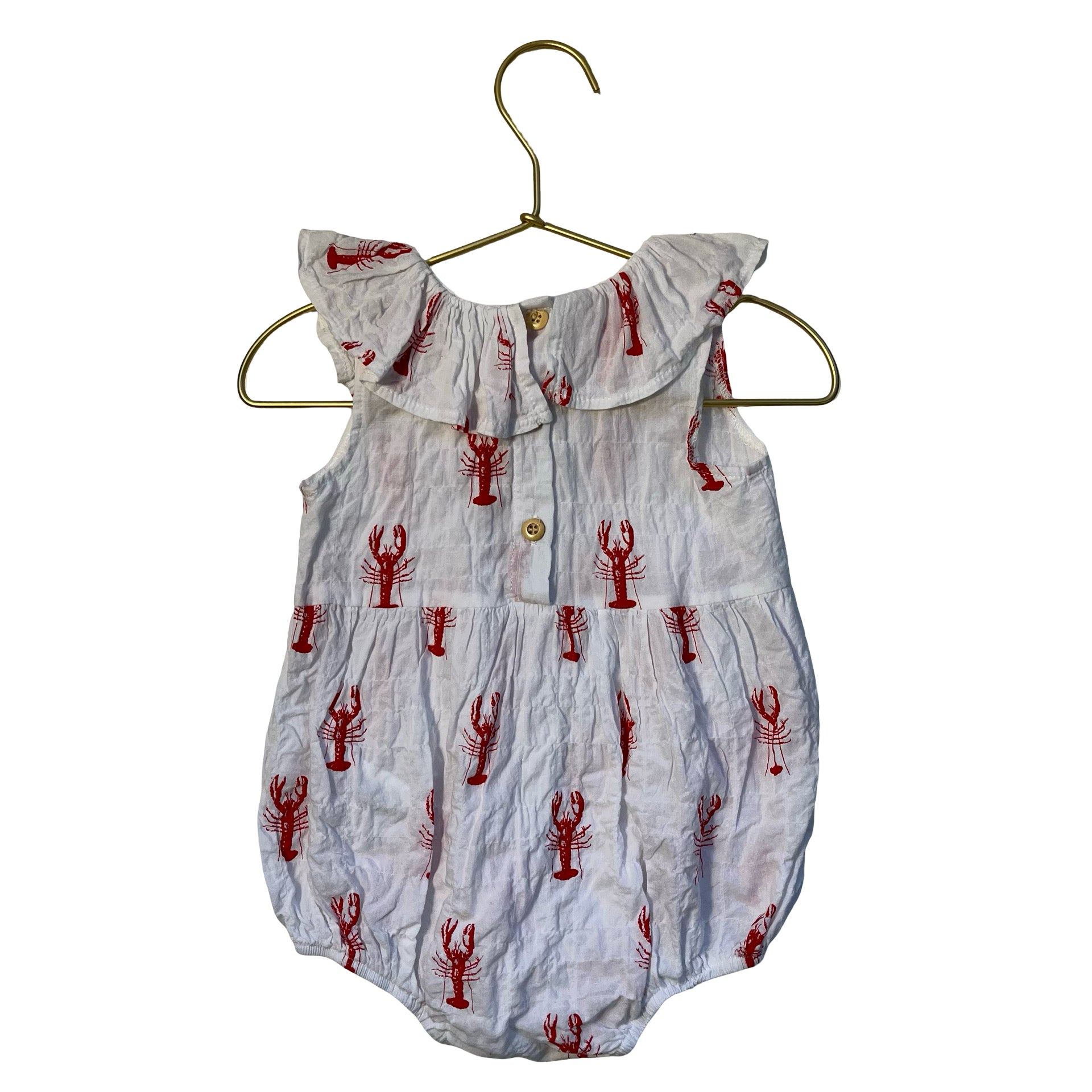 Vignette White & Red Lobster Print Bubble Romper - Size 18-24 Mo