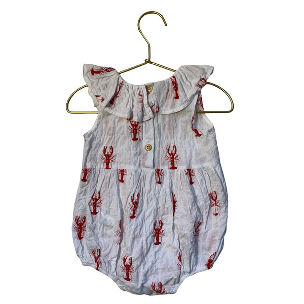 Vignette White & Red Lobster Print Bubble Romper - Size 18-24 Mo