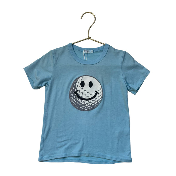 Cozii Light Blue Smiley Golf Ball Graphic T-Shirt - Size 18-24 Mo