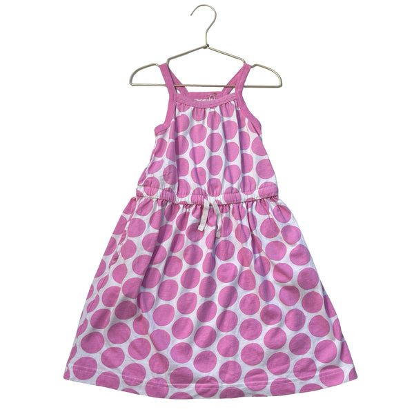 Primary Pink & Ivory Polka Dot Sleeveless Dress - Size 6/7