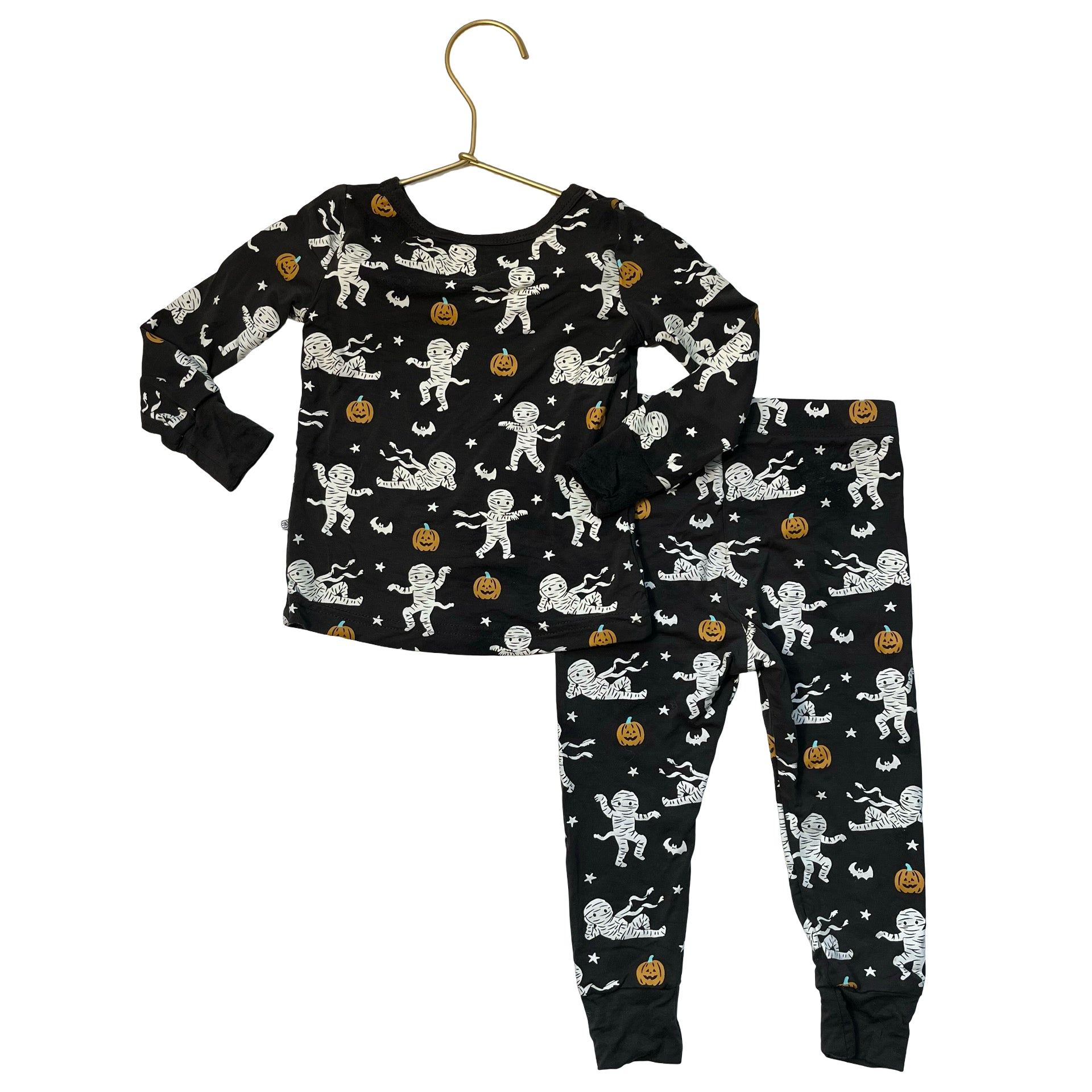 Caden Lane Black Pumpkin & Mummy Print PJ Set - Size 12-18 Mo