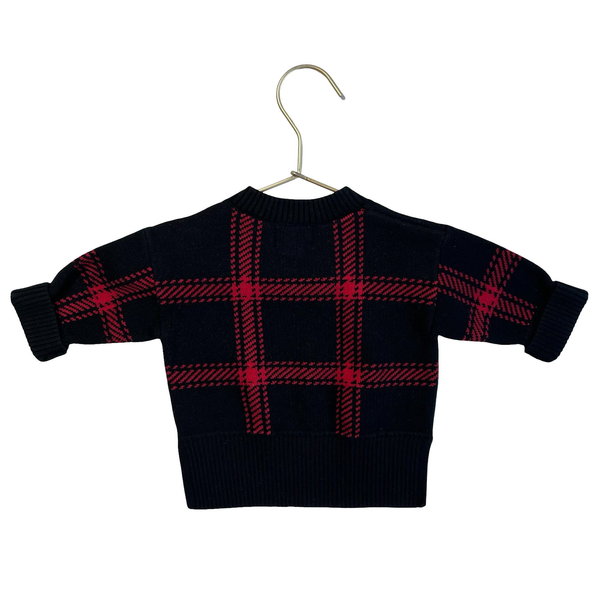 Banana Republic Baby Black & Red Plaid Cotton Tunic Sweater - Size 3-6 Mo