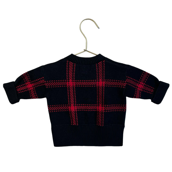 Banana Republic Baby Black & Red Plaid Cotton Tunic Sweater - Size 3-6 Mo