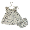 Rylee & Cru Ivory & Blue Shell Print Dress & Bloomers - Size 12-18 Mo