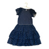 Imoga Navy Beaded, Silver Star Foil & Tulle Dress - Size 8