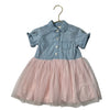 OshKosh Light Wash Denim & Pink Tulle Dress & Bloomers - Size 18 Mo