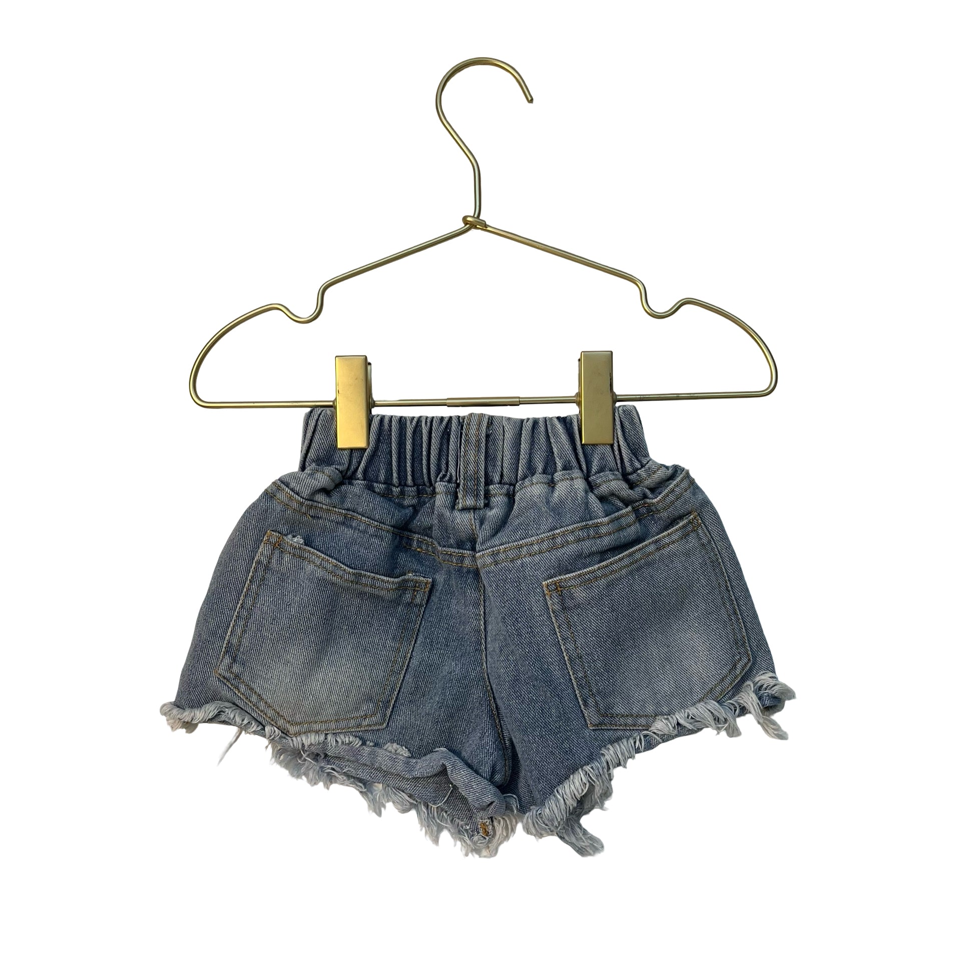 Lola & The Boys Blue Rhinestone Raw Hem Jean Shorts - Size 6