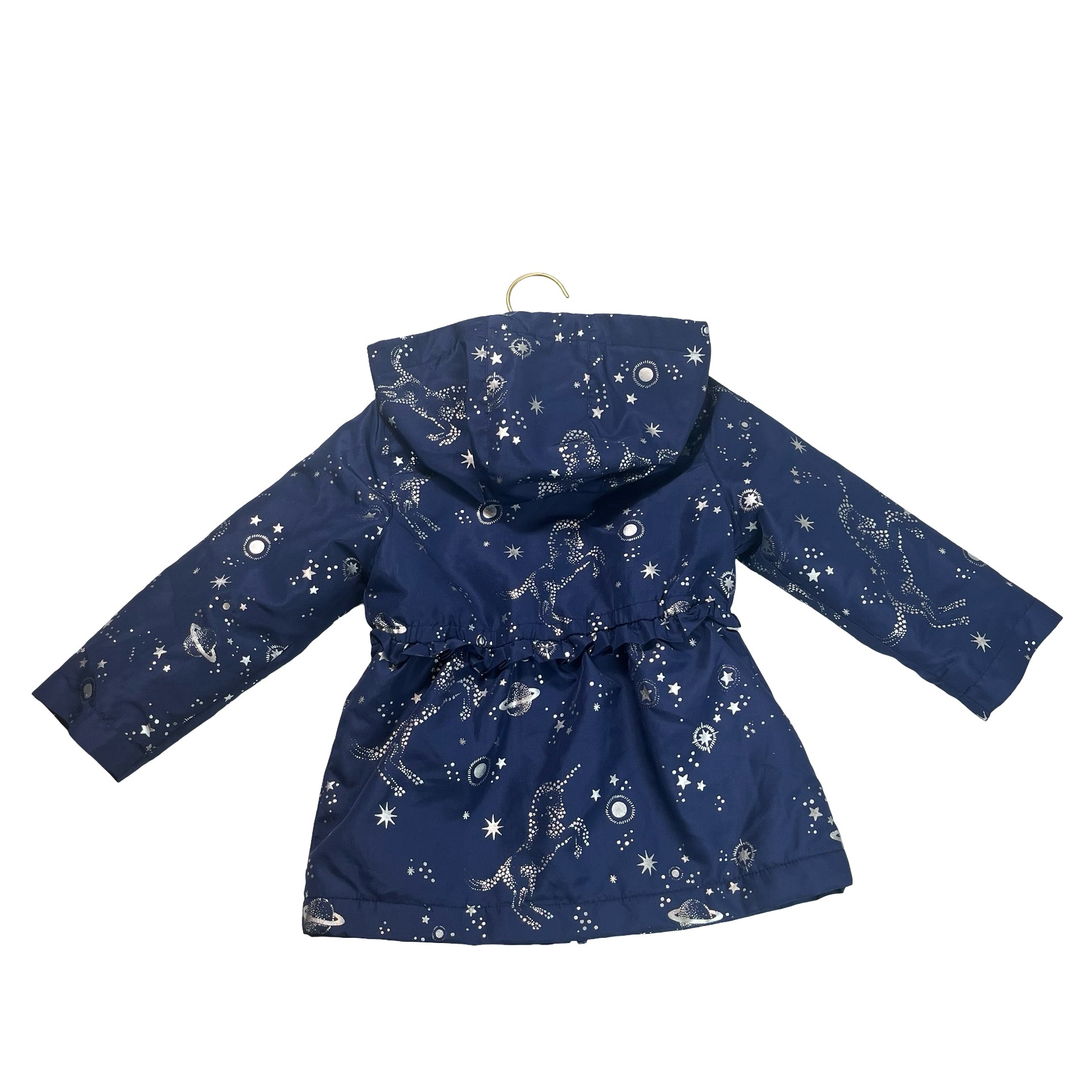 London Fog Navy & Silver Star Hooded Lined Jacket - Size 3