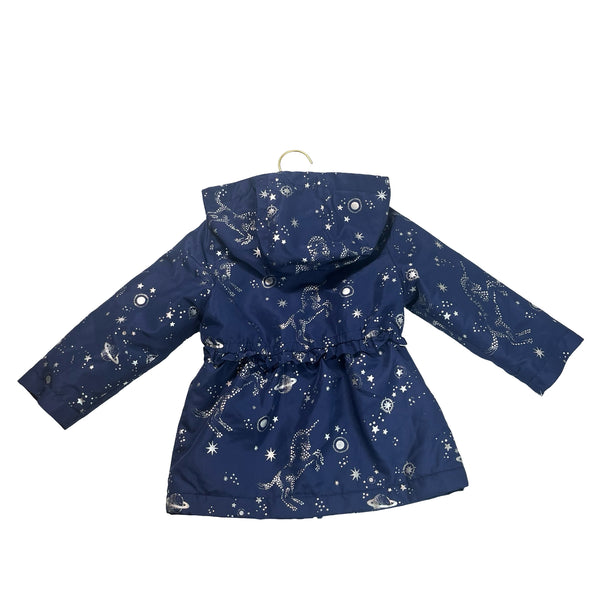 London Fog Navy & Silver Star Hooded Lined Jacket - Size 3