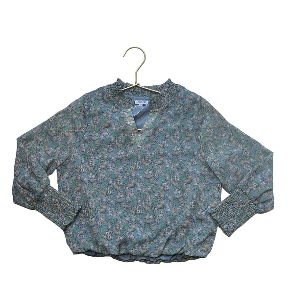 Pleat Floral Chiffon Blouse - Size 7