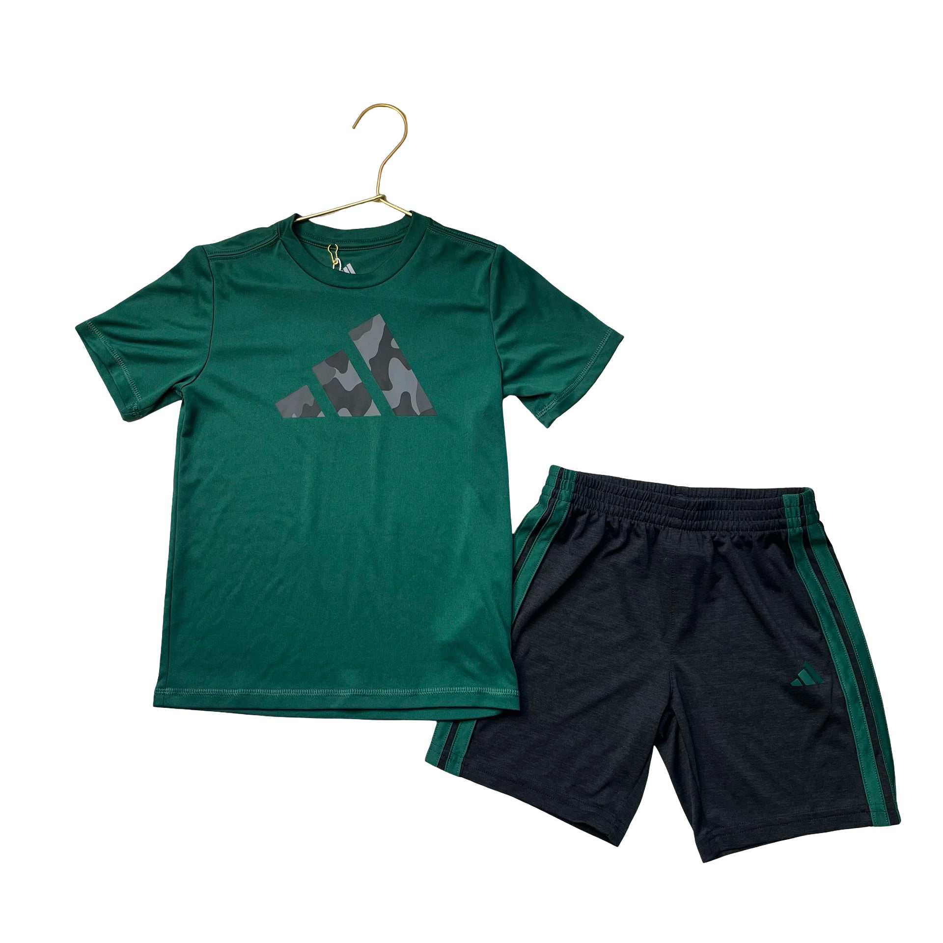 Adidas Green & Black Athletic T-Shirt & Shorts Set - Size 5