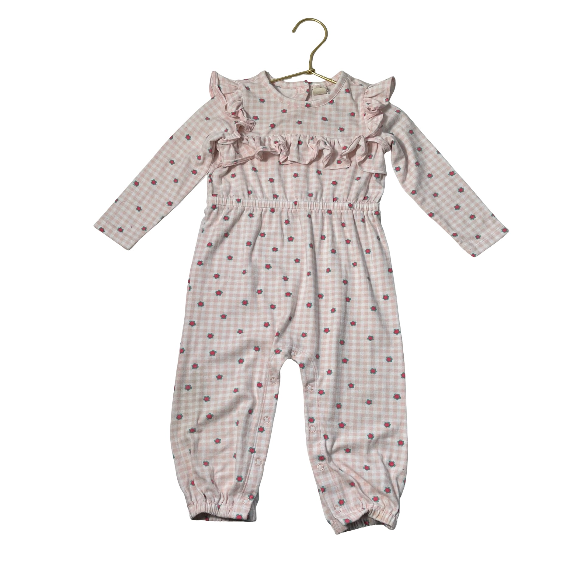 Tucker & Tate Pink & Ivory Floral Check One Piece - Size 18 Months