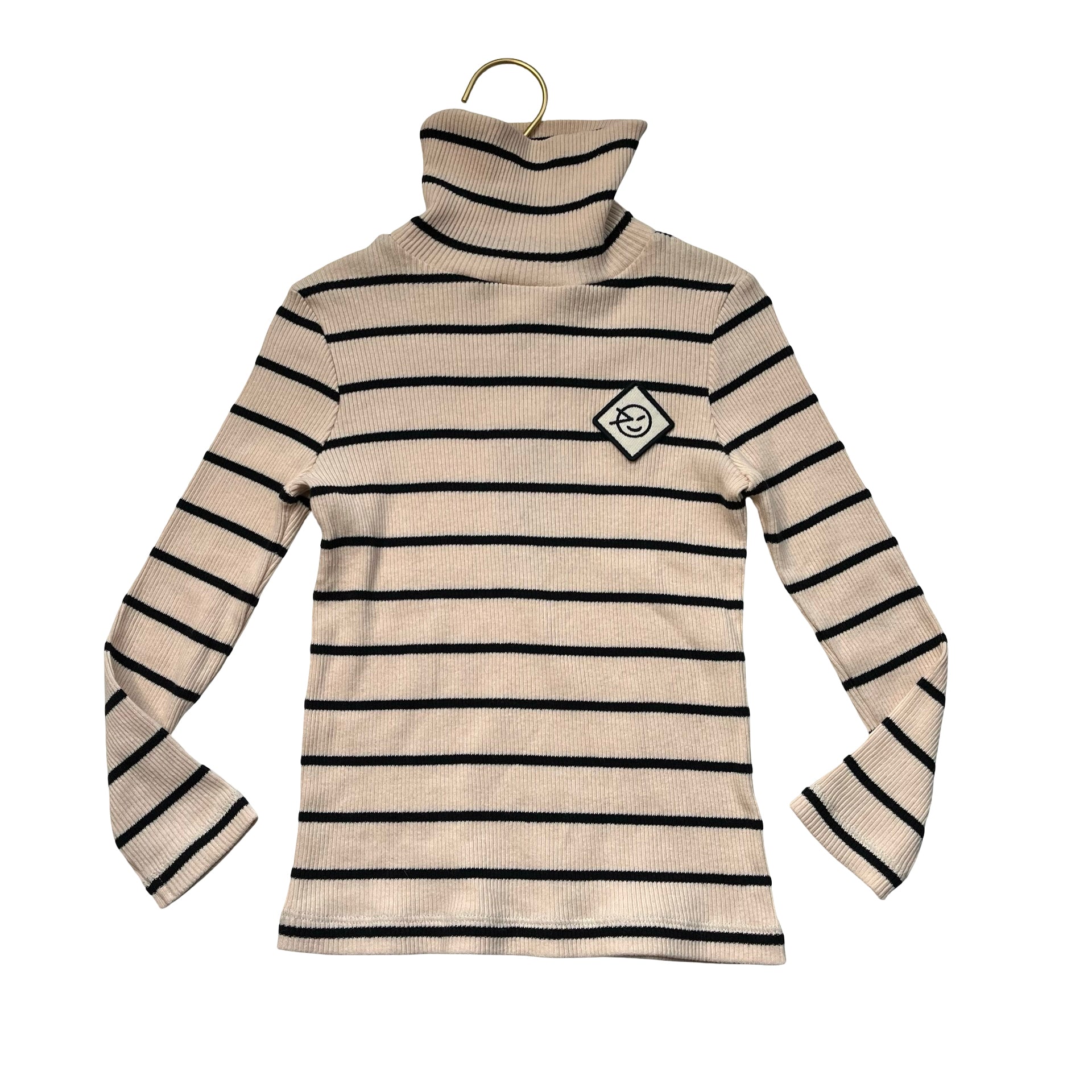 Wynken Ivory & Black Striped Ribbed Turtleneck - Size 4Y
