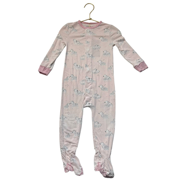 Magnetic Me Pink Zebra Print Footed PJs - Size 12-18 Mo
