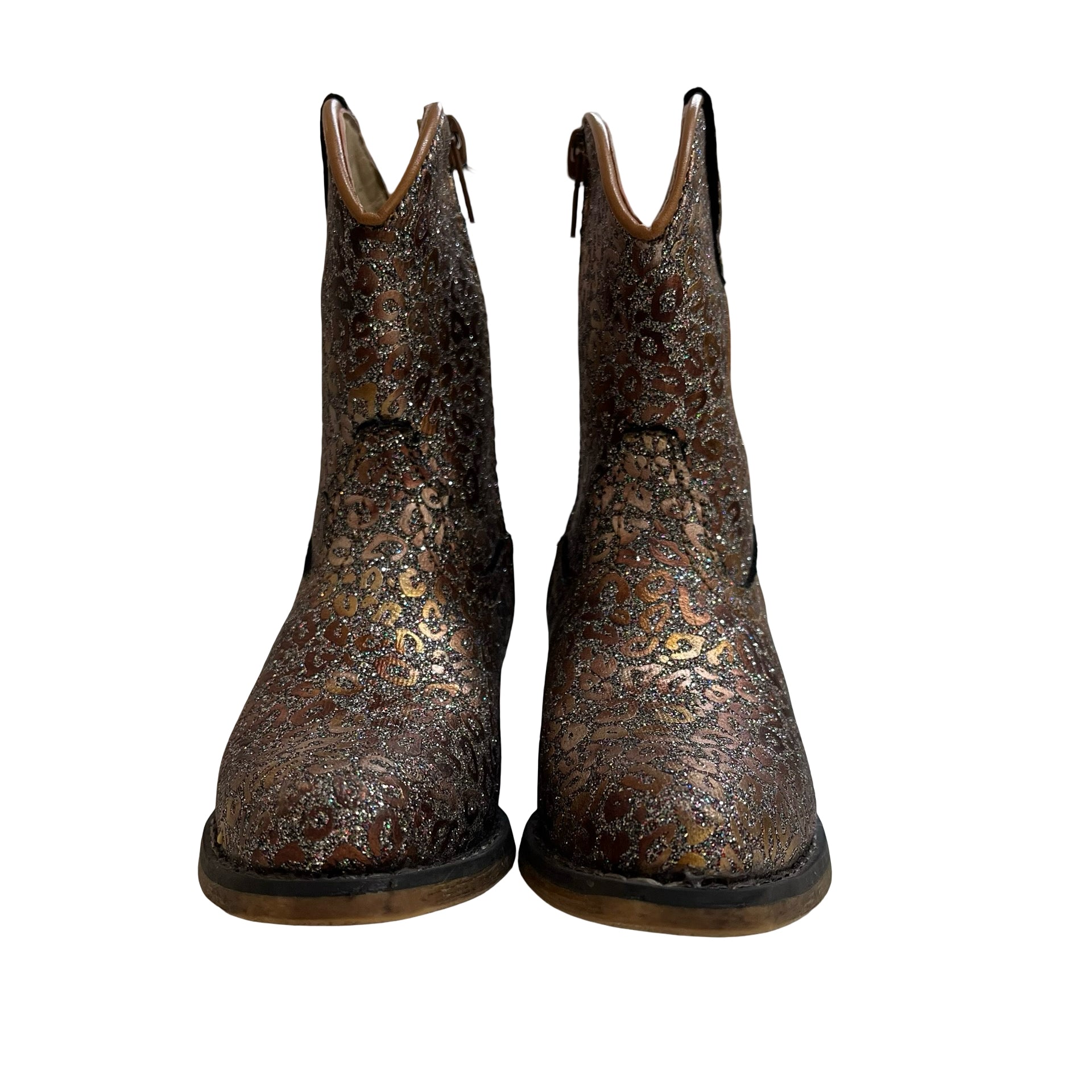 Roper Copper Glitter Leopard Print Cowgirl Boots - Size 7