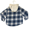 Zara Blue & Ivory Plaid Flannel Hooded Button Down Shirt - Size 6