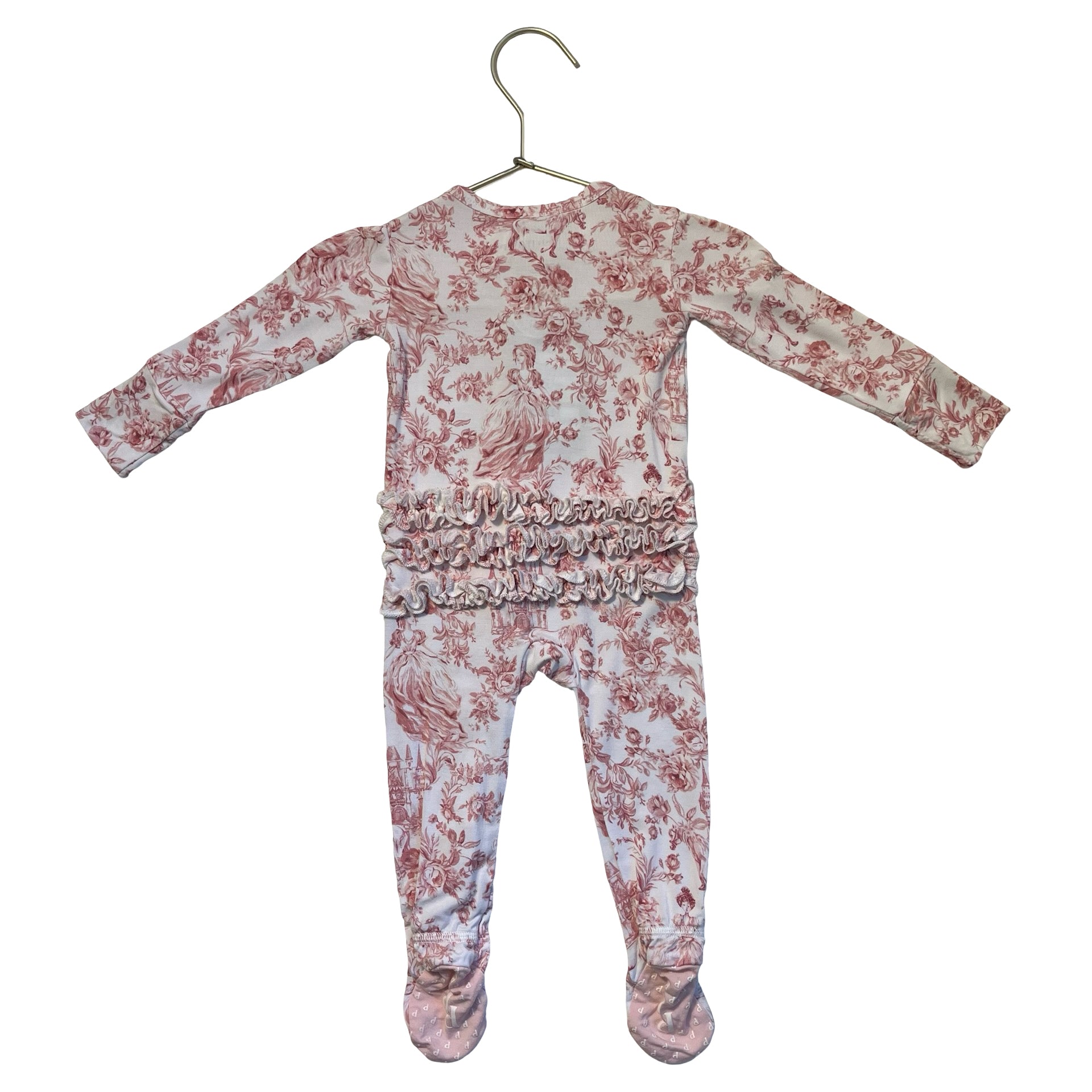 Posh Peanut Pink Floral, Princess, Castle Print Footed PJs - Size 3-6 Mo