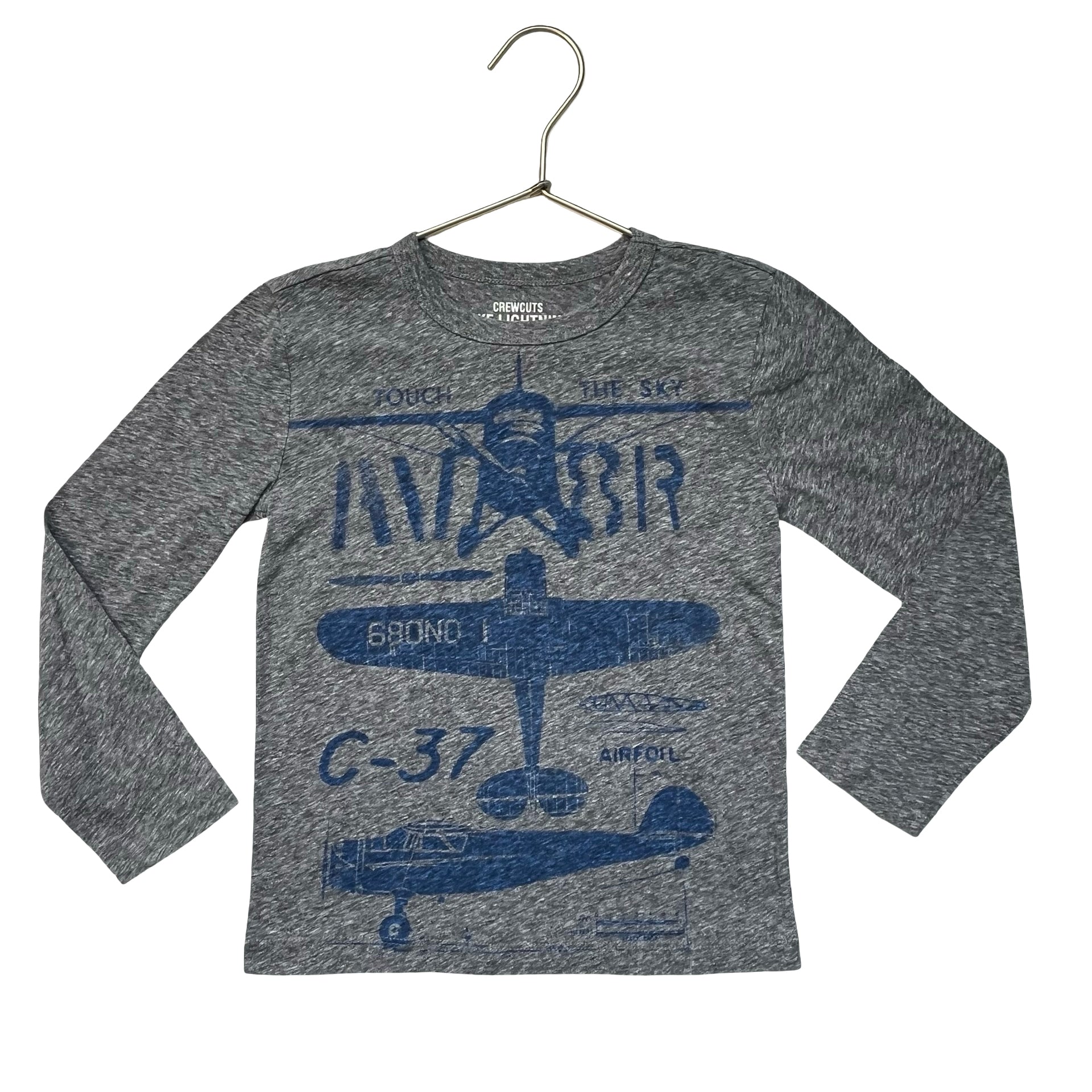 Crewcuts Gray & Blue 'Touch The Sky' Airplane Graphic Shirt - Size 4-5