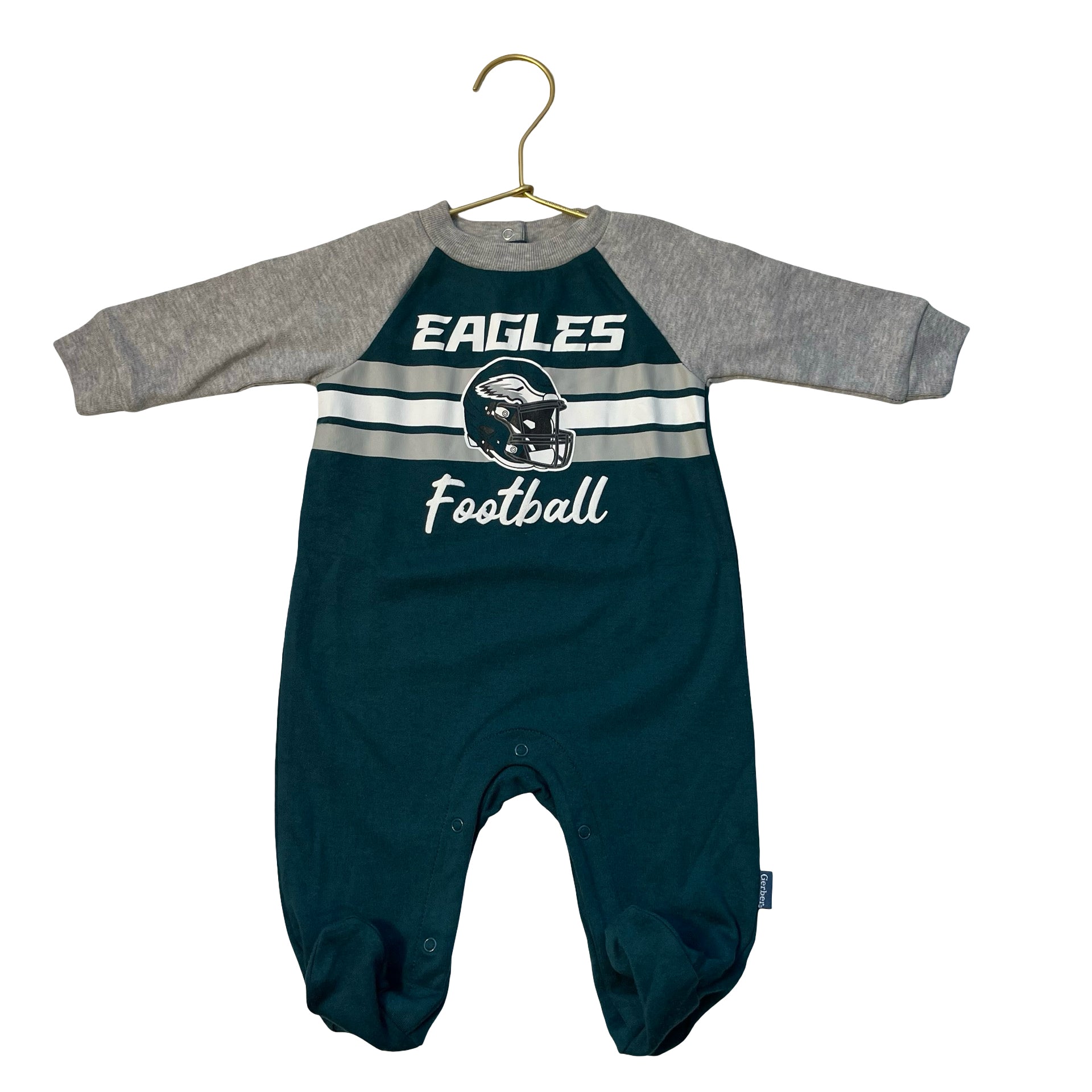 NFL Philadelphia Eagles Football Green & Gray Footed One-Piece - Size 0-3 Mo