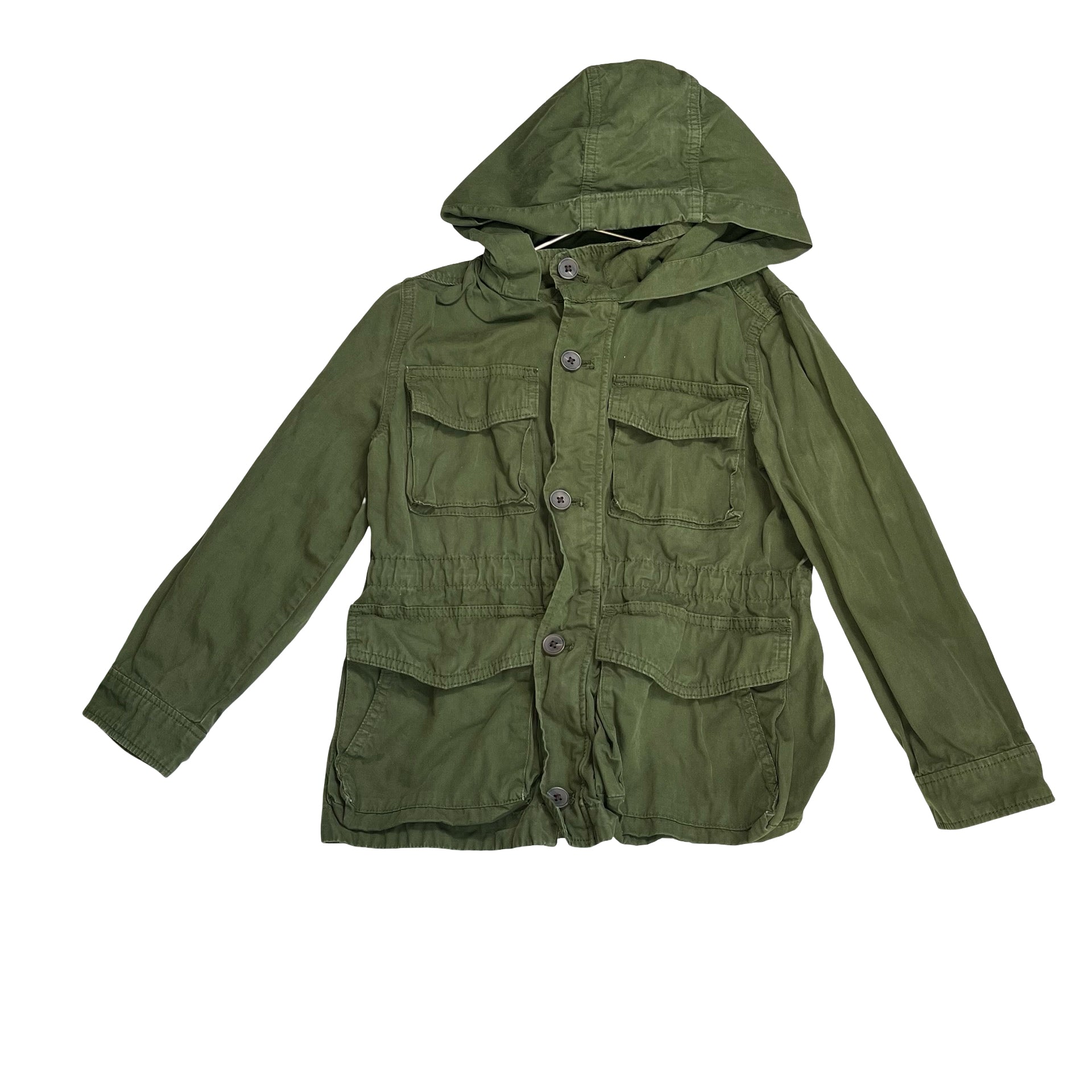 Crewcuts Olive Green Hooded Field Jacket - Size 6-7