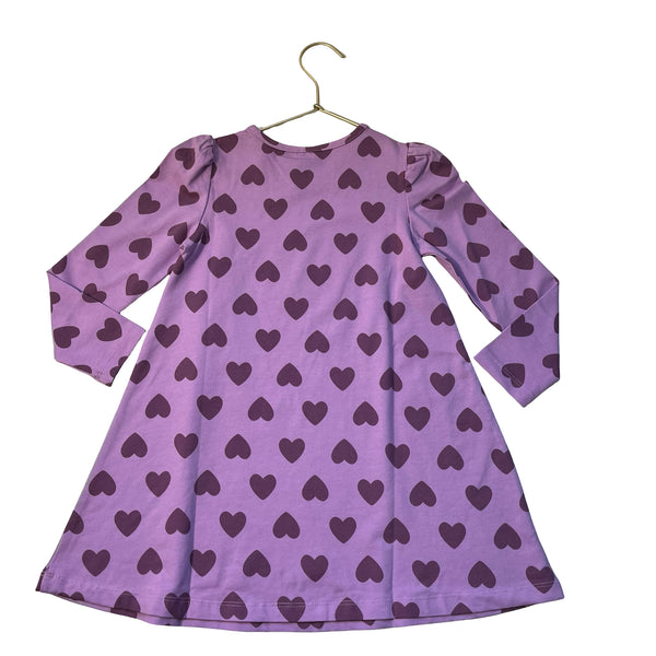 Hanna Andersson Lavender & Plum Heart Print Dress - Size 5