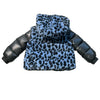 Moncler Blue Leopard Faux Fur & Puffer Hooded Jacket - Size 4A
