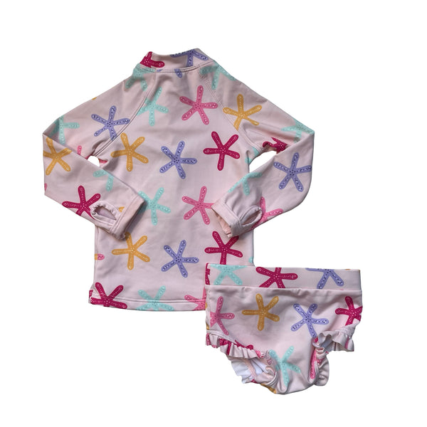 Monica + Andy Peach Starfish Print 2 Piece Swim Suit - Size 6-9 Mo