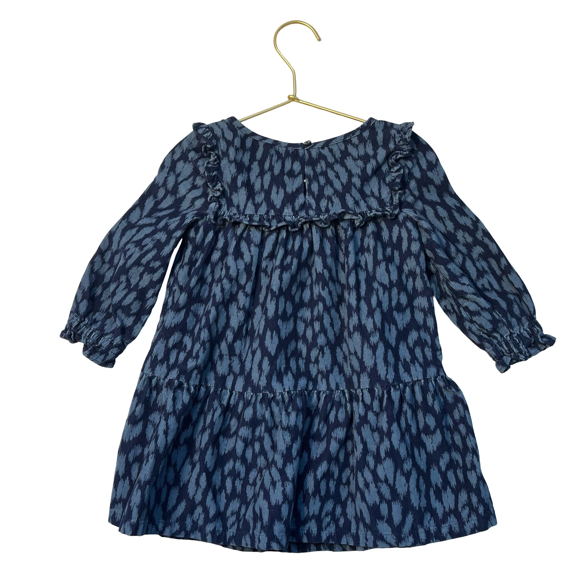 Baby Gap Navy & Blue Leopard Print Corduroy Dress - Size 2