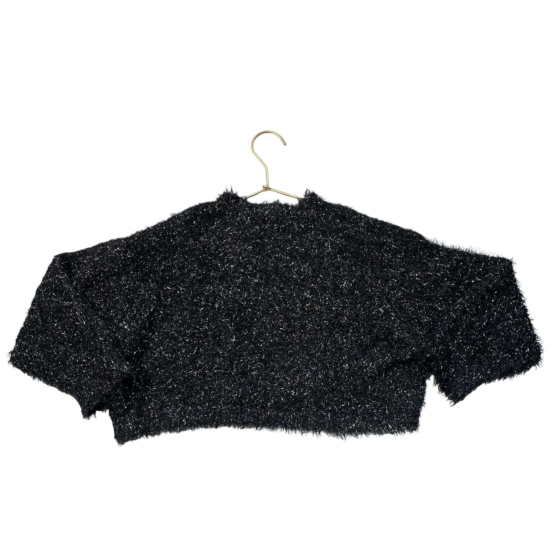 Art Class Black & Silver Cropped Eyelash Sweater - Size S 6-7