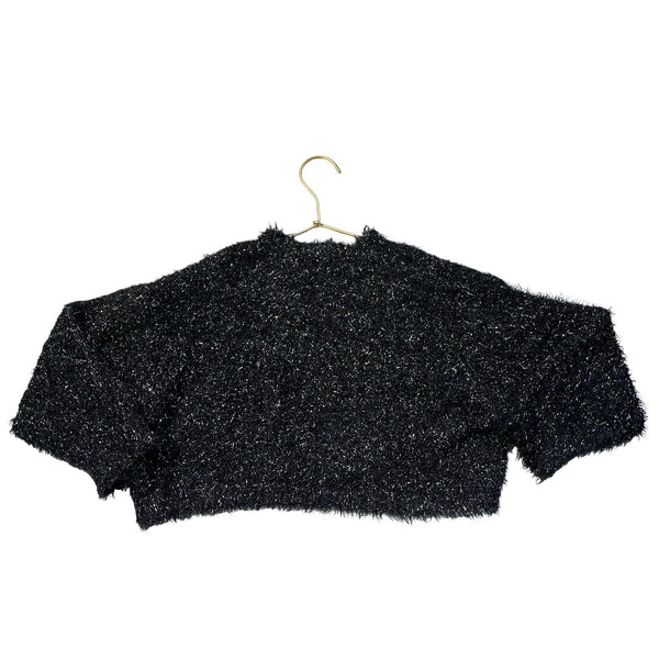 Art Class Black & Silver Cropped Eyelash Sweater - Size S 6-7