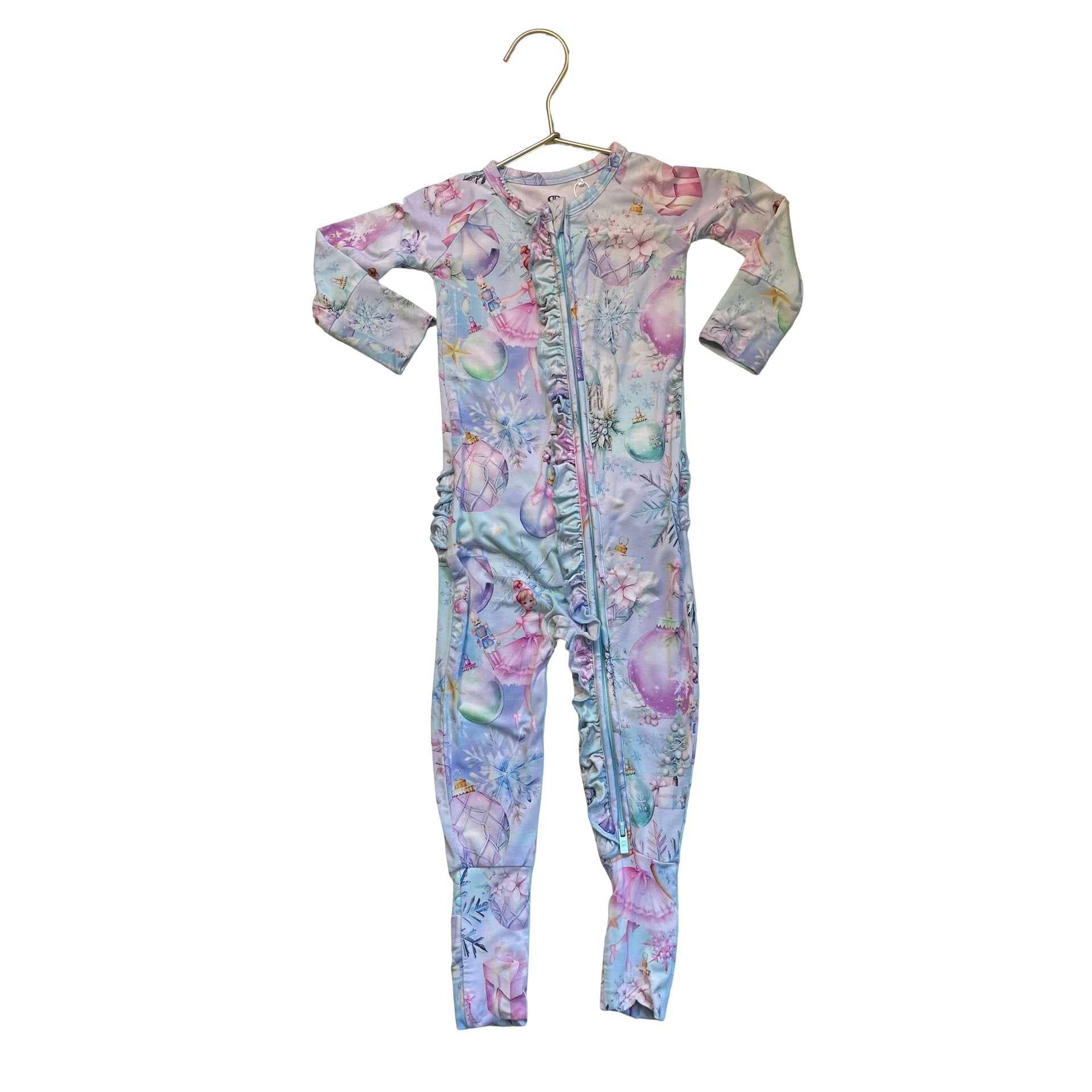 Bums & Roses Pastel Nutcracker Print One-Piece PJs - Size 12-18 Mo