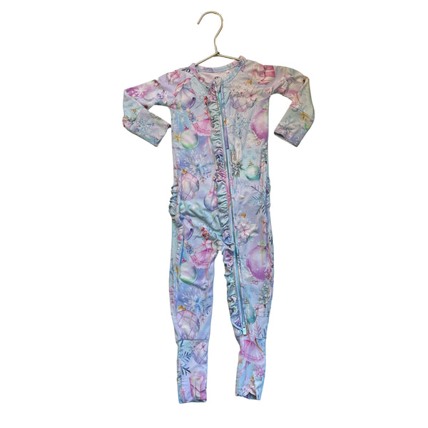 Bums & Roses Pastel Nutcracker Print One-Piece PJs - Size 12-18 Mo
