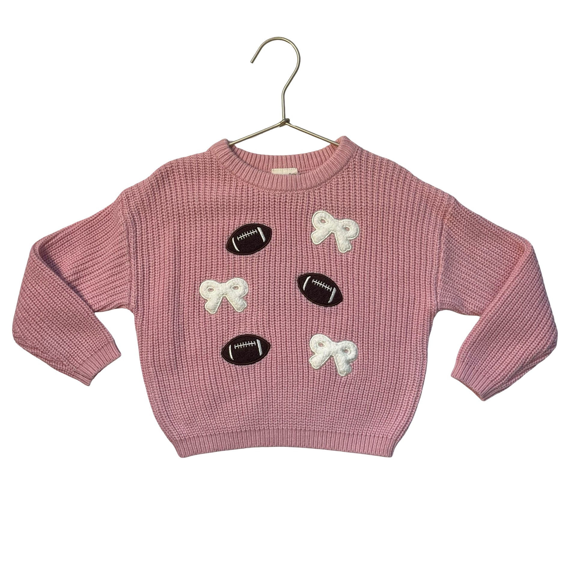 Sweet Wink Pink Football & Bow Patch Sweater - Size 12-18 Mo