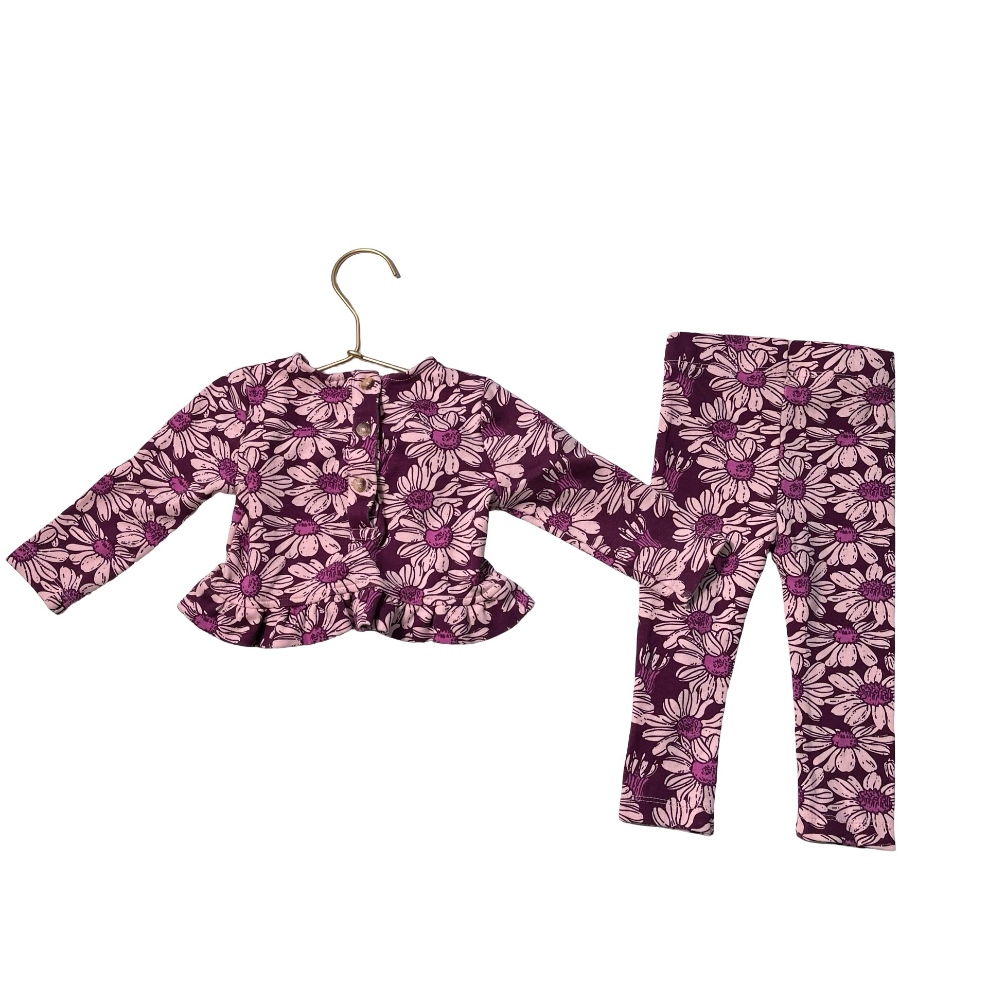 Kate Quinn Purple Flower Print Top & Leggings Set - Size 12-18 Mo