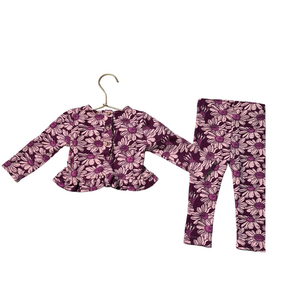 Kate Quinn Purple Flower Print Top & Leggings Set - Size 12-18 Mo