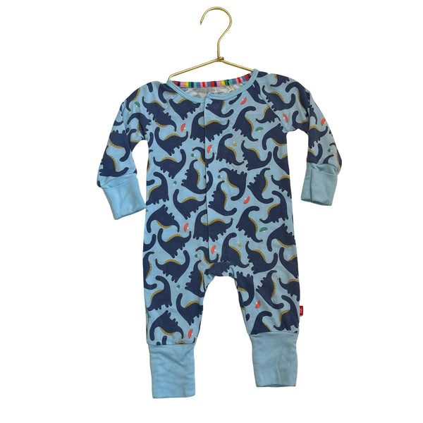 Magnetic Me Blue Dinosaur Print One-Piece PJs - Size 0-3 Mo