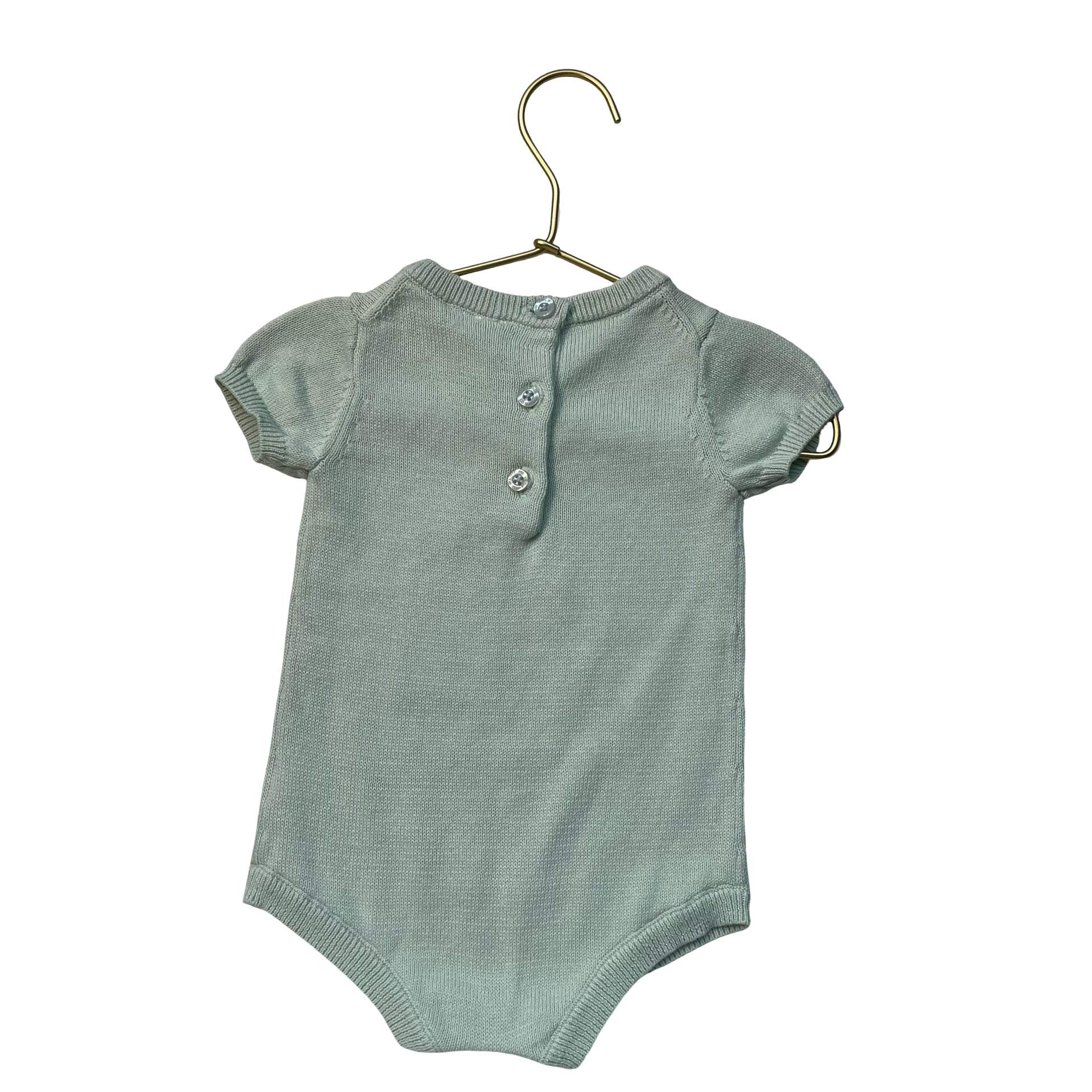 Janie and Jack Sage Green Giraffe Cotton Knit Romper - Size 3-6 Mo