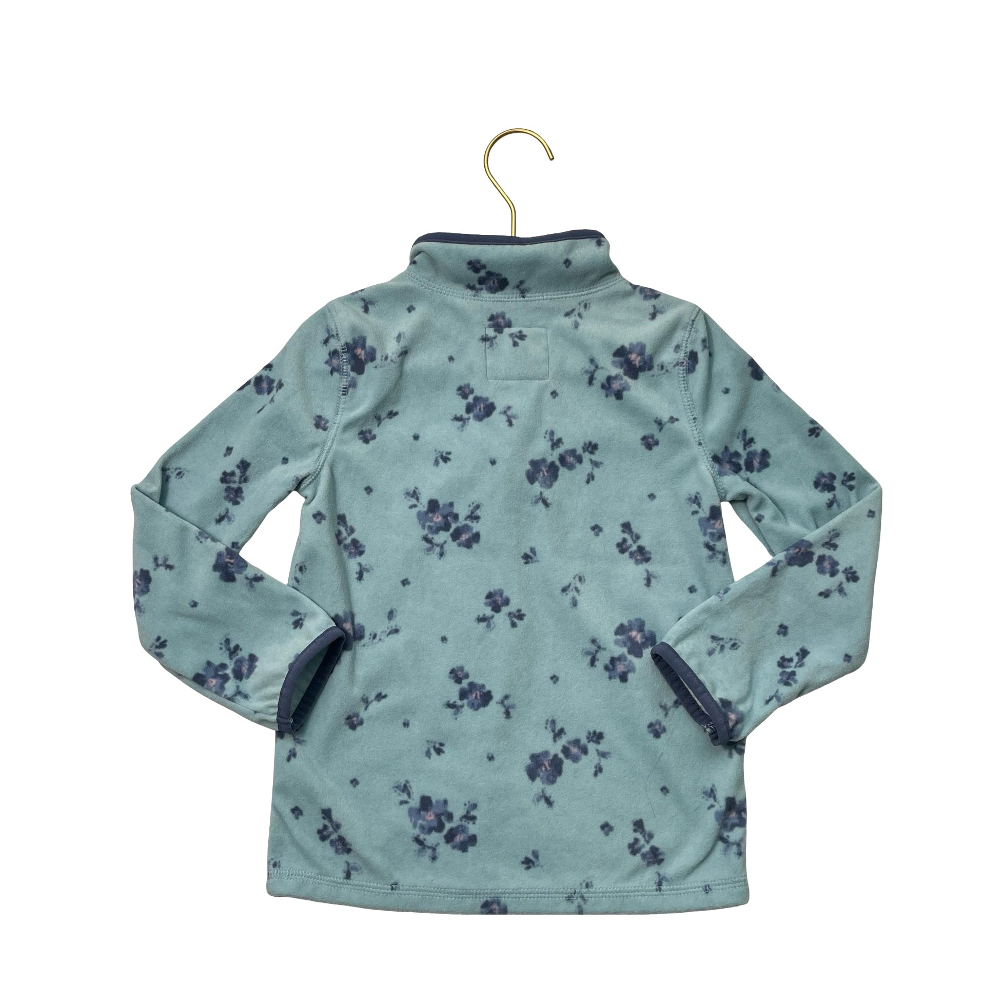 OshKosh Light Blue Floral Lightweight Quarter-Zip Fleece Pullover - Size 5