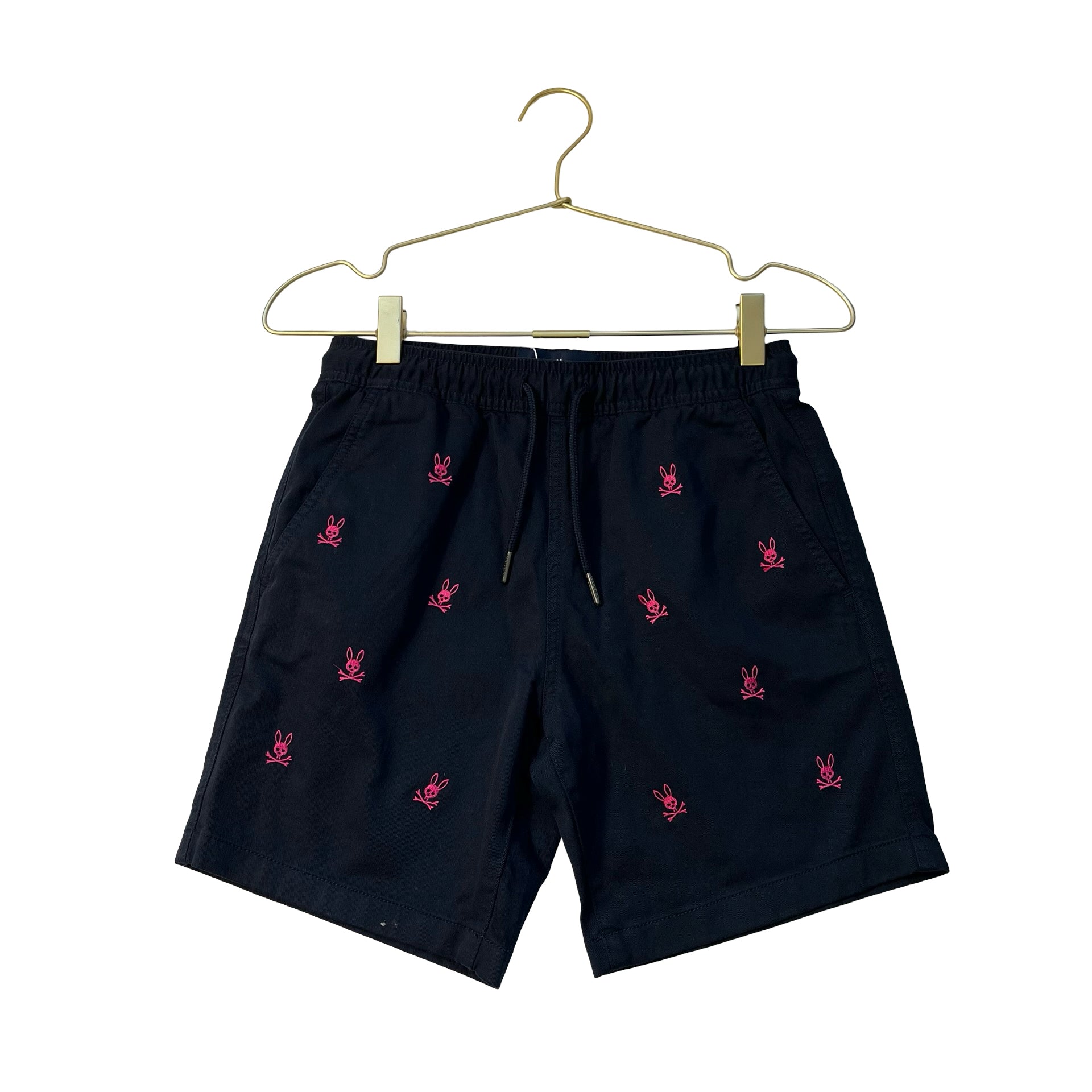 Psycho Bunny Navy & Pink Embroidered Logo Shorts - Size M 10-12