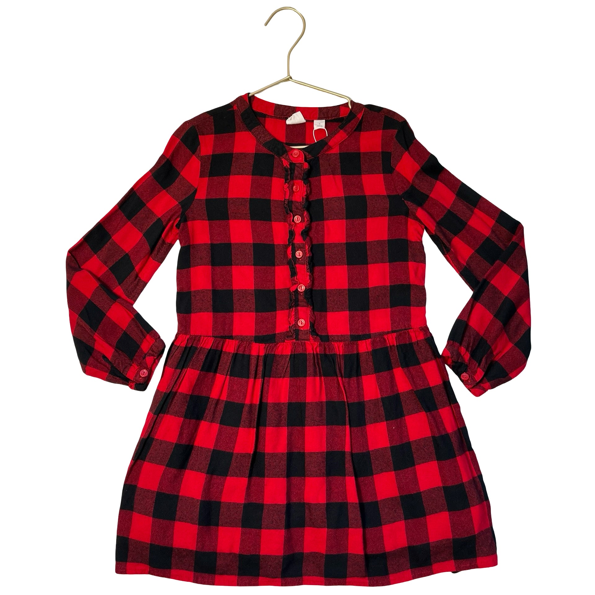 Gap Kids Red & Black Check Flannel Dress - Size S 6-7