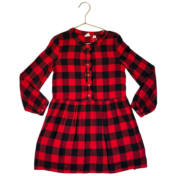 Gap Kids Red & Black Check Flannel Dress - Size S 6-7
