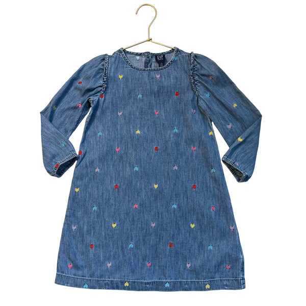Gap Denim Embroidered Heart Chambray Dress - Size 5