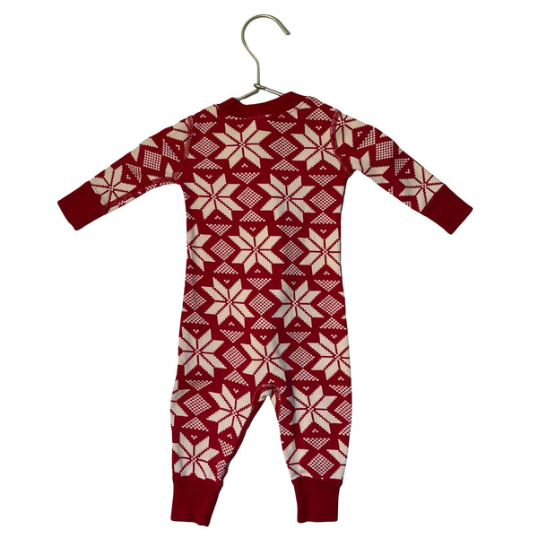 Hanna Andersson Red & Ivory Snowflake One-Piece PJs - Size 3-6 Mo