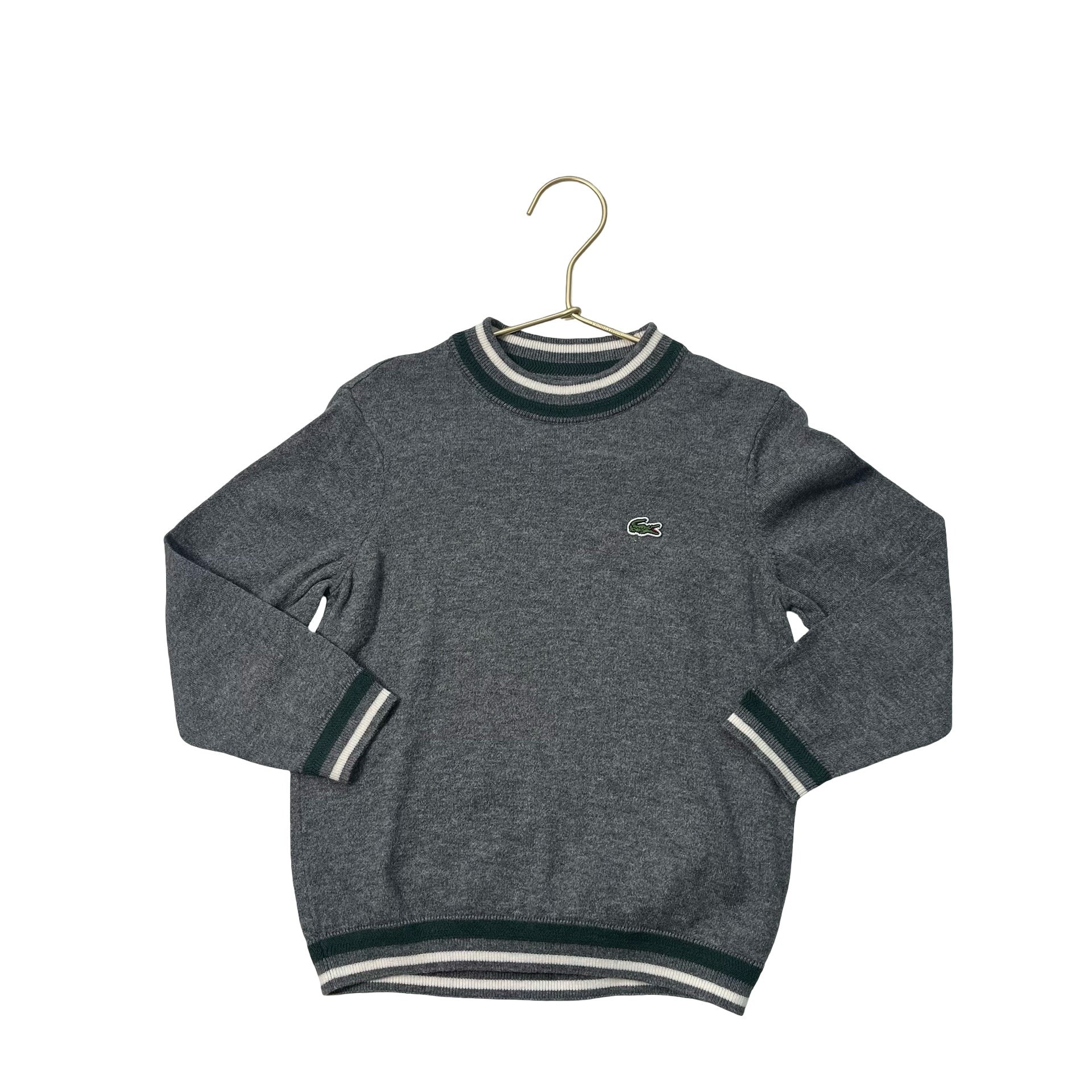 Lacoste Gray & Green Cotton-Wool Blend Sweater - Size 4