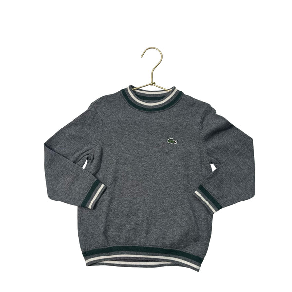 Lacoste Gray & Green Cotton-Wool Blend Sweater - Size 4